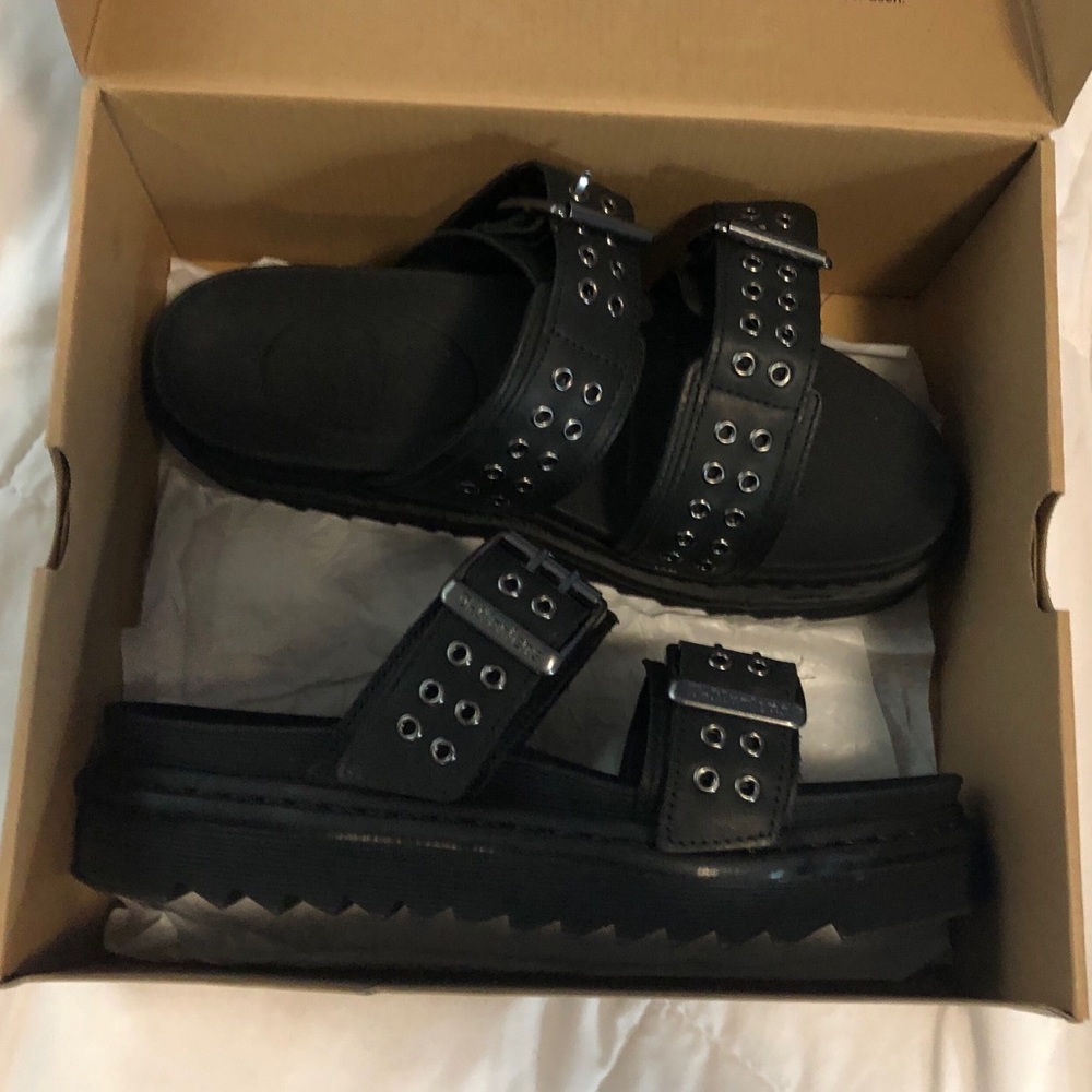 rare dr. martens black myles hdw sandals